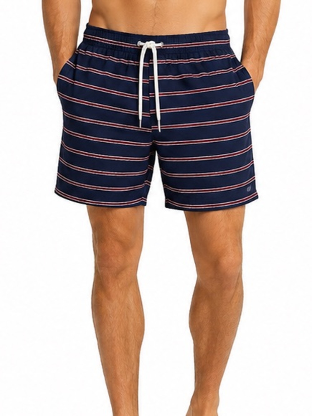 Bonobos Men’s Swim Trunks Medium M Navy Striped 7” Inseam Mesh Lined Shorts